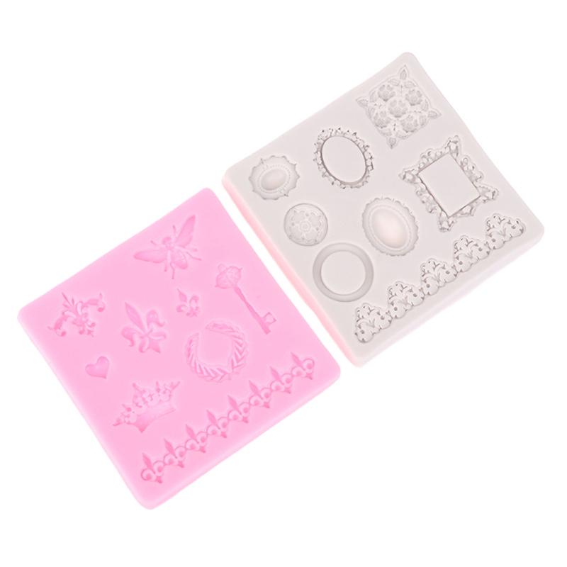 Dragonfly Crown Key Po Frame Shaped Silicone Mold Diy Lace Scroll Po Frame Silicone Candy Cake Border Decoration Mold