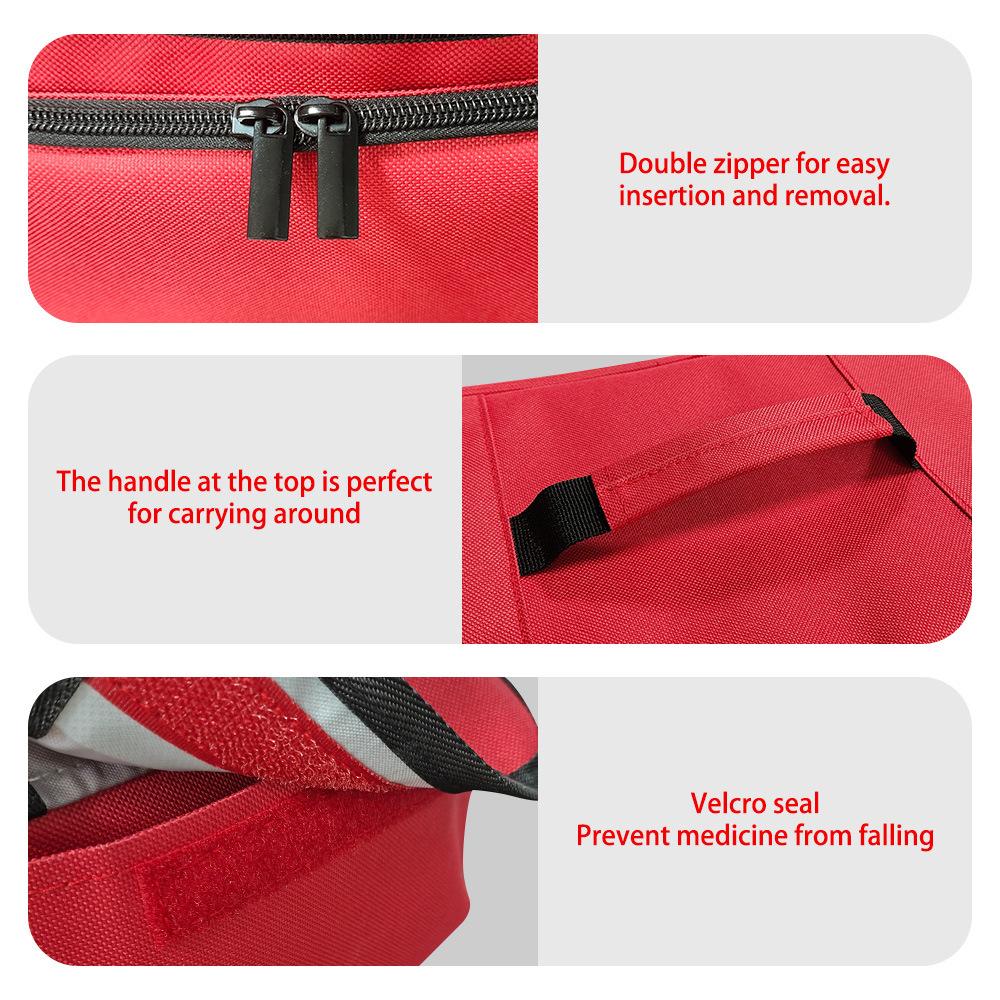 Portable Medical Organizer - Compact First Aid Kit Bag for Home, Car & Travel | Waterproof Medicine Storage with Zipper Pockets