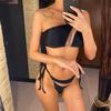 Spleiset Mesh Gjennomsiktig En Skulder Bikini Dame Badetøy Kvinnelig Badedrakt Todelt Bikini-sett Badedrakt Bade Draktsvømmedame
