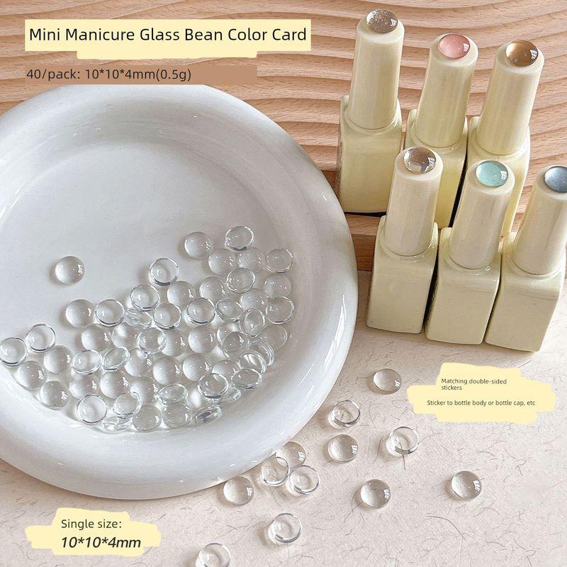 Mini Glass Color Card Nail Beanie Color Card UV Polish Punch Board Nail Tip High Transparent 3D round Beads Manicure Implement