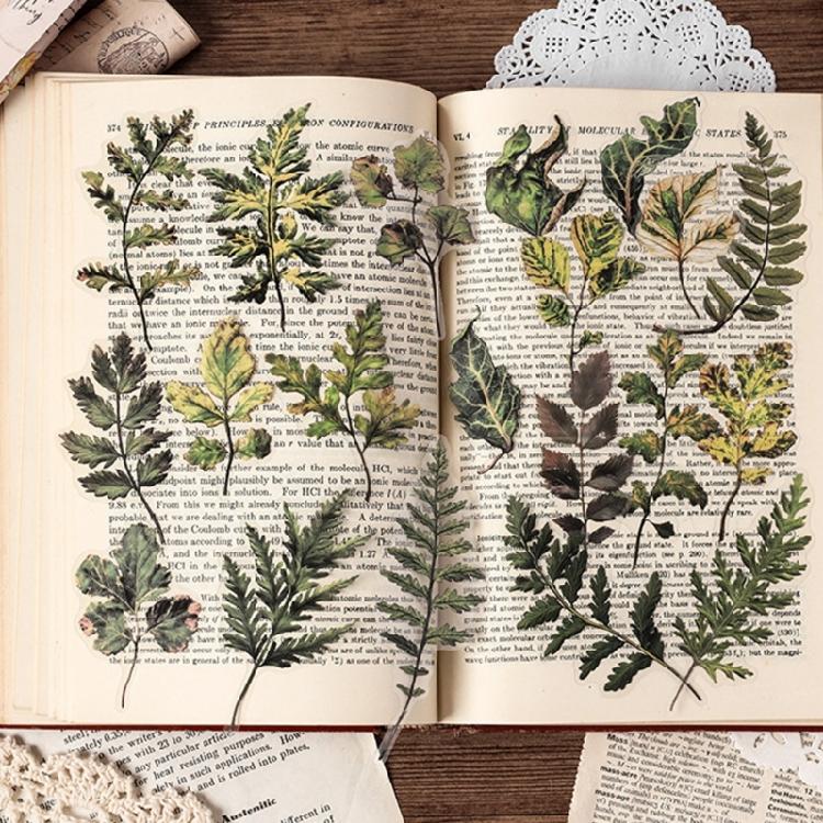 Blatt Blume Hintergrund Aufkleber Klebend PET Aufkleber Scrapbooking Dekorationsmaterial für Journal Planer Kunsthandwerk