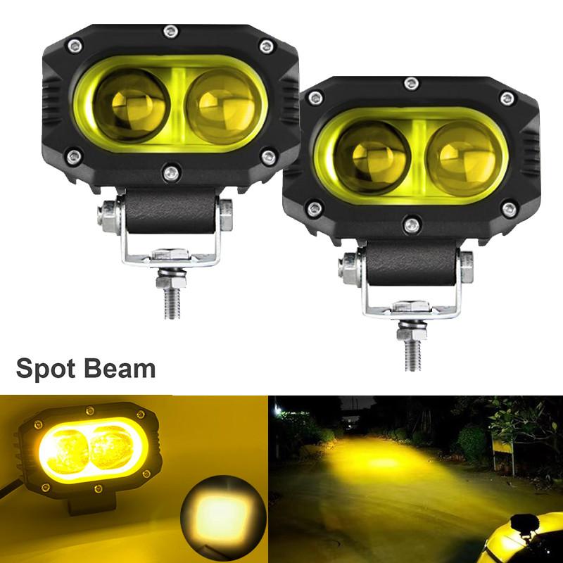 1/2 peças Luzes de neblina para motocicleta LED Lâmpada de neblina auxiliar Amarelo Branco Holofote Luz de direção Luzes de trabalho Universal para caminhão SVU UTV