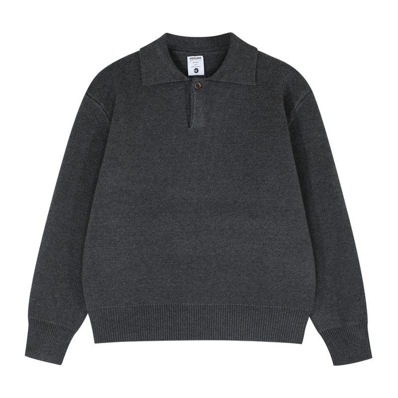 Kisko American Old Money Style Thick Heavy Polo Collar Sweater for Men and Women Cleanfit Lazy Casual Knitwear