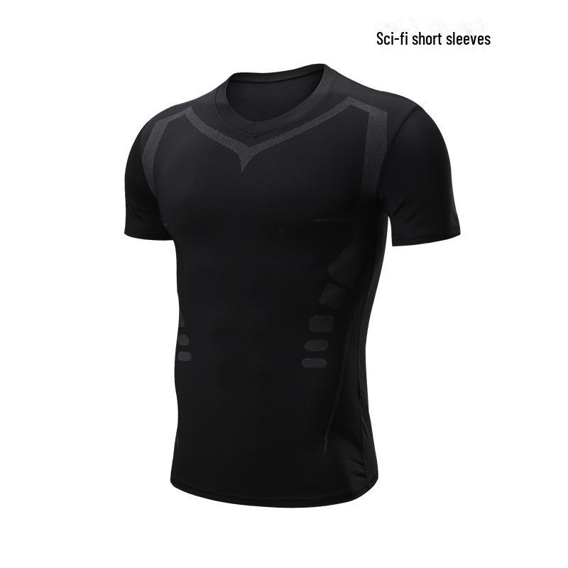 Men's Quick-Dry Short-Sleeve Sports T-Shirt - Breathable, Elastic, Ideal for Summer Training and Running