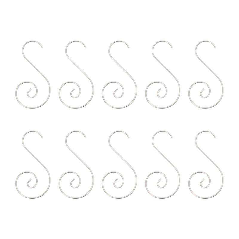 200pcs 50mm Stainless Steel Christmas Tree Hooks For Holiday Decorations Ornaments Hanging Rusts Resistant Hangers серебряный