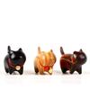 Cat Wooden Sandalwood Auspicious Charms for New and Japanese and Rainbow Set of 3 [Myth Square] Figurines, Ornaments, Year's Setsubun, Style, Brown,