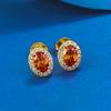 Xiancan 925 Silver Gold-Plated Fanta Orange Oval Stud Earrings, European & American Style, Simple & Versatile Fashion.