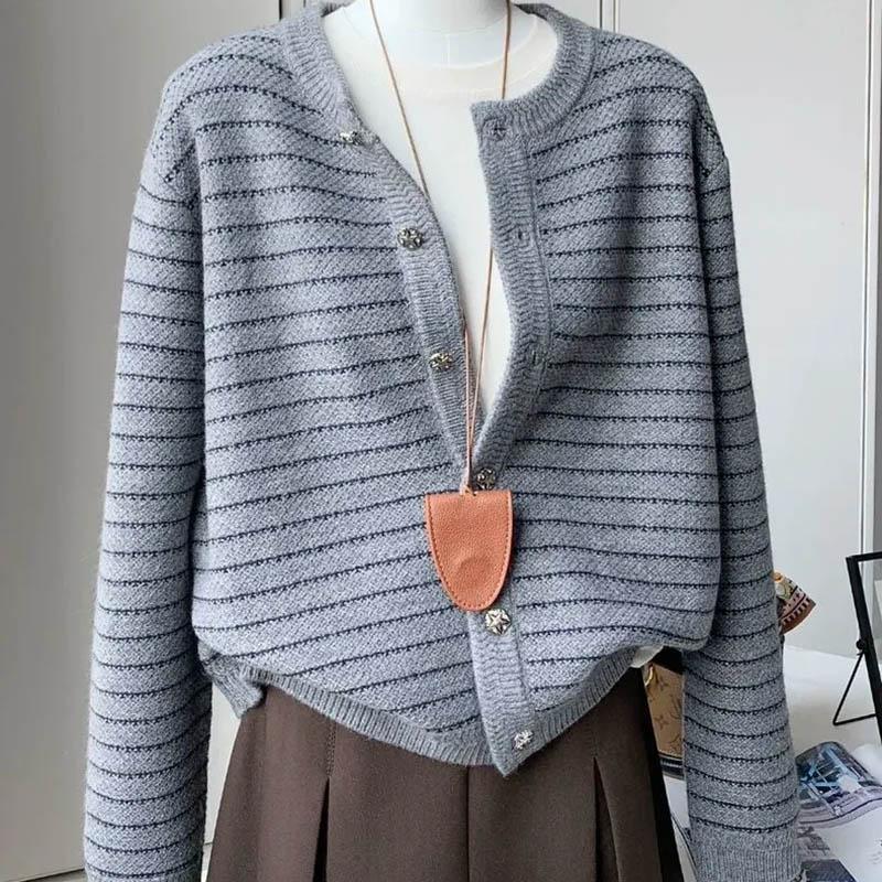 Suéteres Abrigo Cárdigan para Mujer Otoño Invierno Talla Grande Vintage Holgado Manga Larga Cárdigan de Punto Suéteres Chaqueta