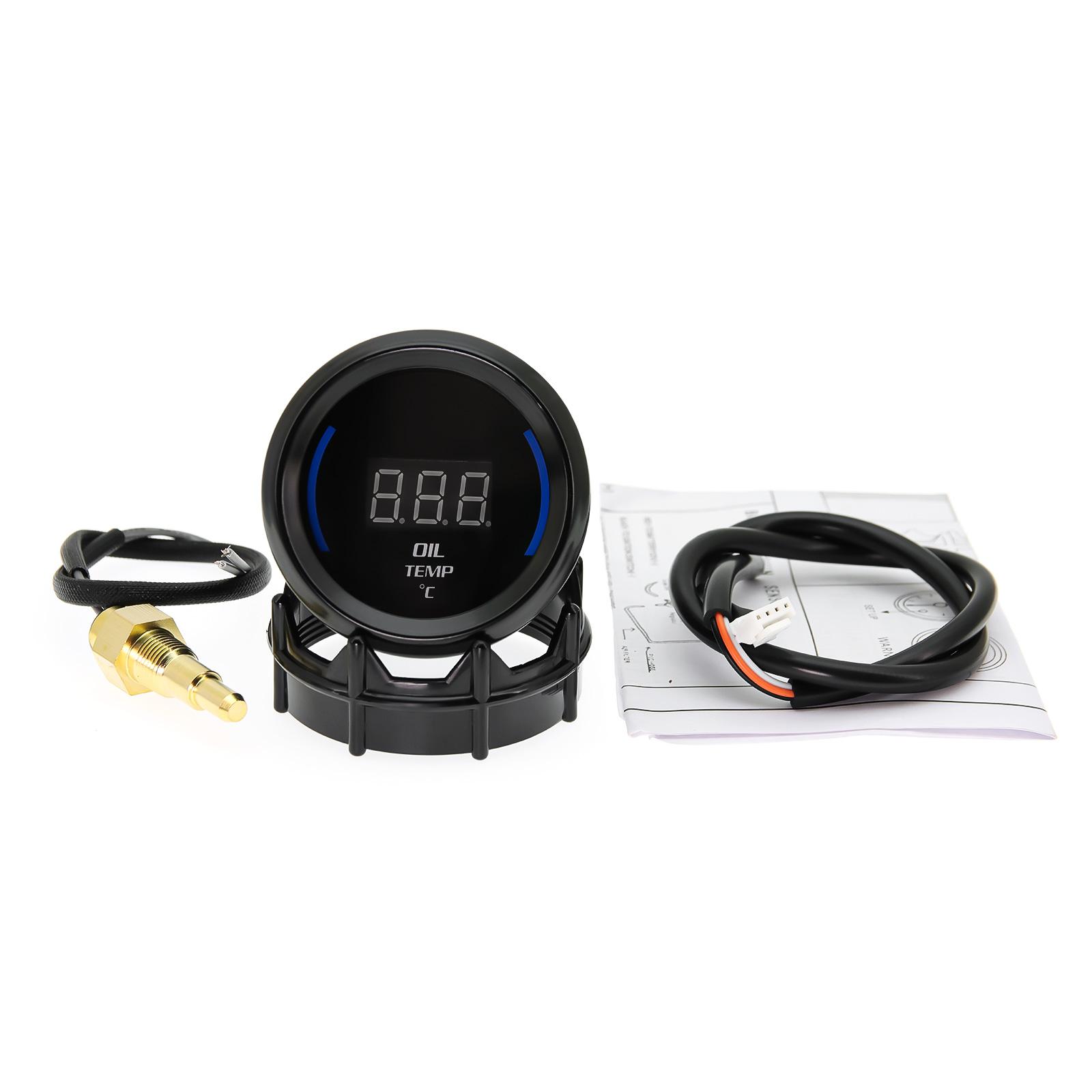 52mm Car Turbo Boost Gauge Oil Temp Water Temperature Meter With Sensor Vacuum Gagues EXT Temp Meter Car Digital Display Gauge