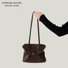 Wrinkled Design Oil Wax Leather Crossbody Bag for Women's New Fashion Retro Versatile Hand-held Shoulder Bag