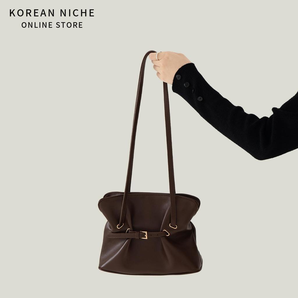 Wrinkled Design Oil Wax Leather Crossbody Bag for Women's New Fashion Retro Versatile Hand-held Shoulder Bag