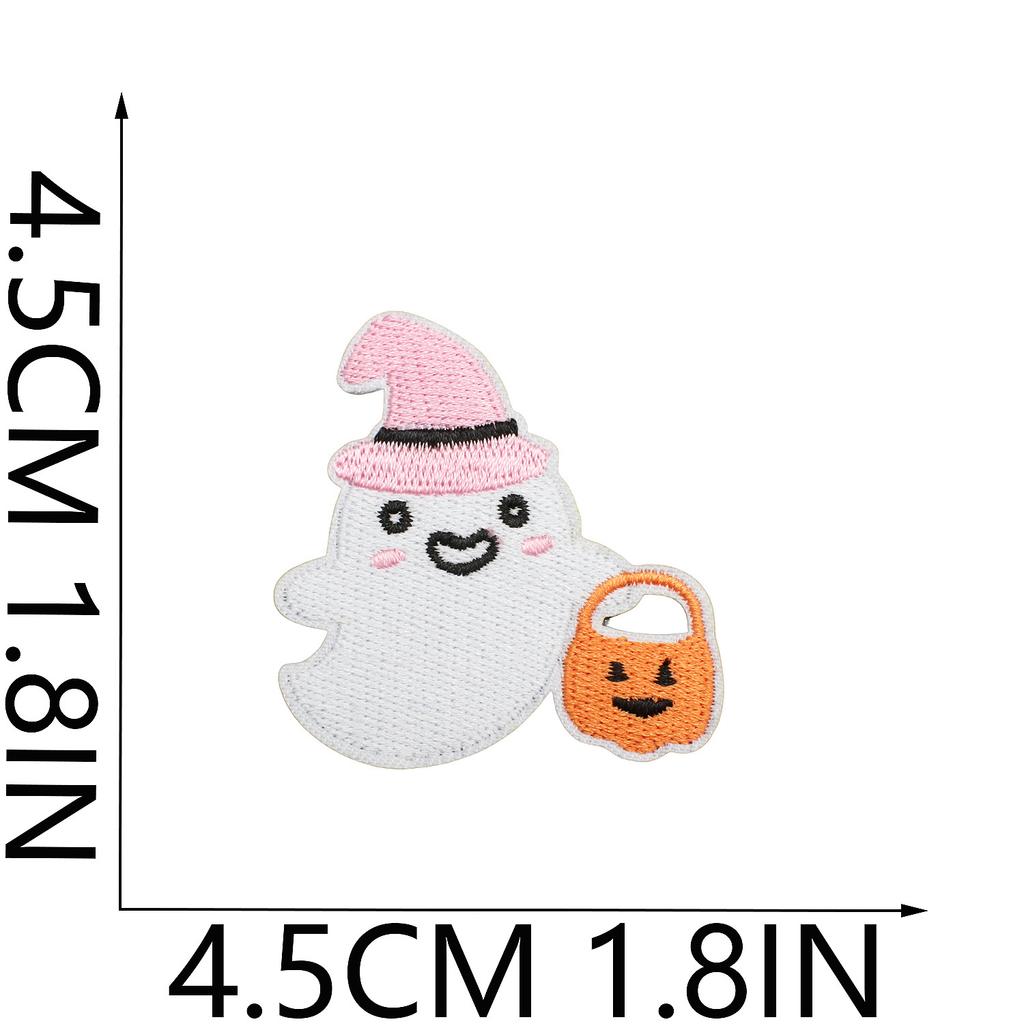 Ghost Embroidery Cloth Sticker Halloween Piao Ghost Patch Sticker Festive Atmosphere Dress Up Embroidery Label Pumpkin Spider Web