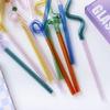 Colorful Glass Straws Reusable Drinking Straw Spiral Shape Easy to Use Clean