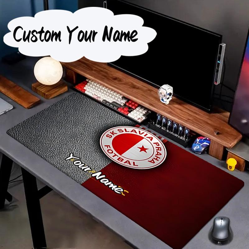 Custom Name Mouse pad Red And White Prague Football Mouse pad, Gaming Mouse Pad, keyboard pad, Desk Decor for computer notebook Fan Birthday Gift