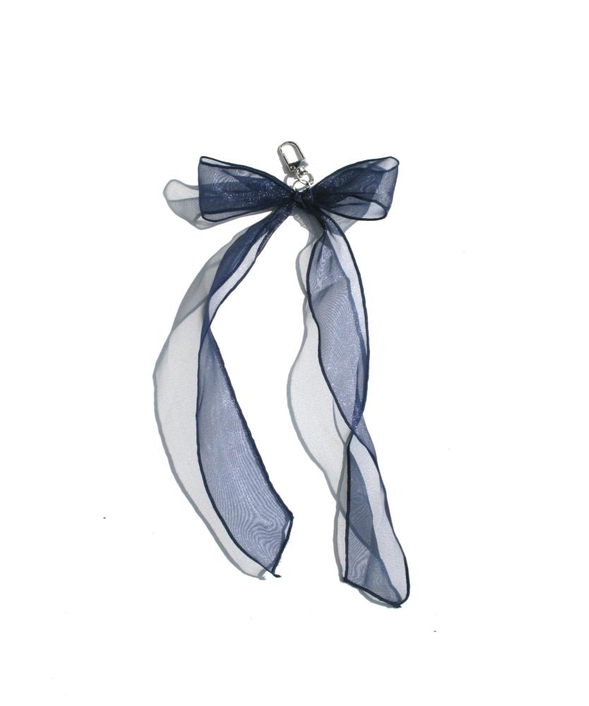 Safe Sunday Lovely Ribbon Keyring (Organza Navy)