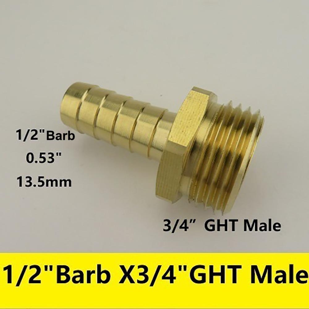 3/4" GHT Brass Barb Fitting 3/8" 1/2"  5/8" 3/4"  Barb Barb Fitting Connector  Car Washin