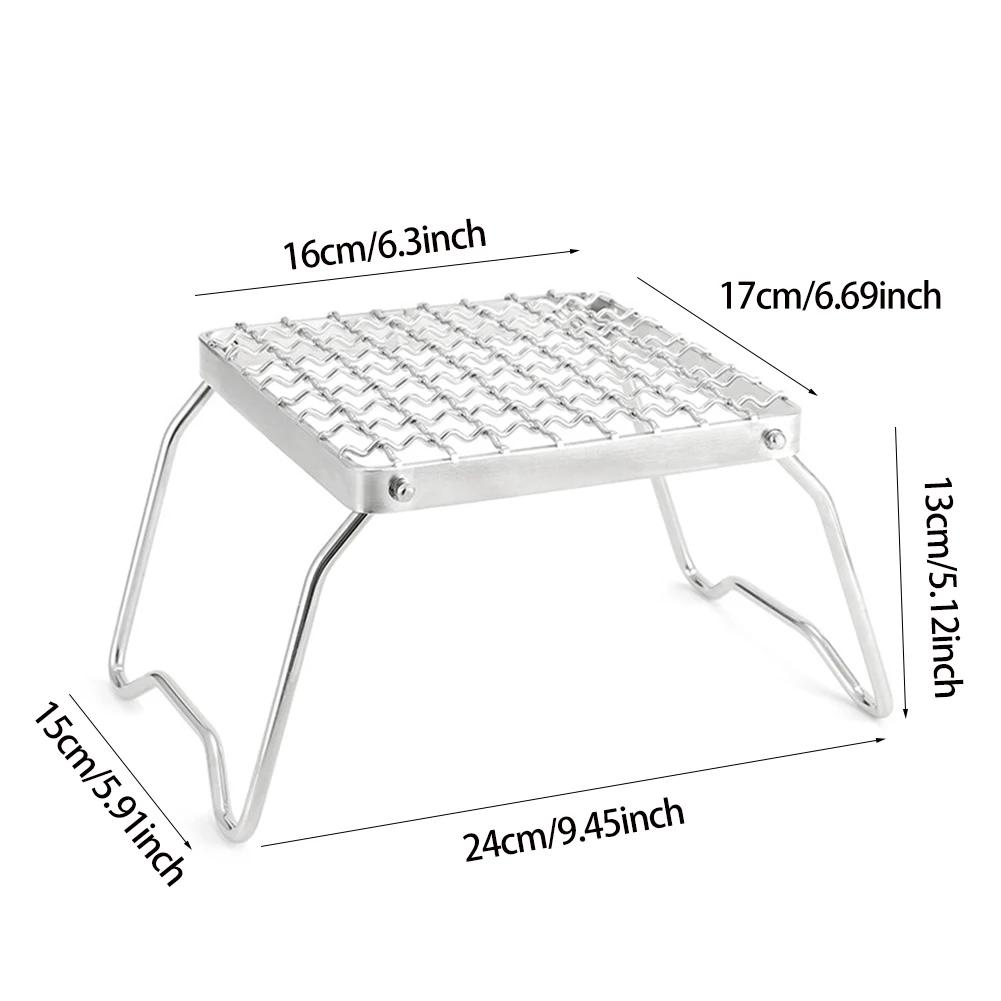 Camping Stove Stand Stainless Steel Camping Stove Grill Rack Portable Foldable Folding for Cooking Picnic for Travel Hiking Tool