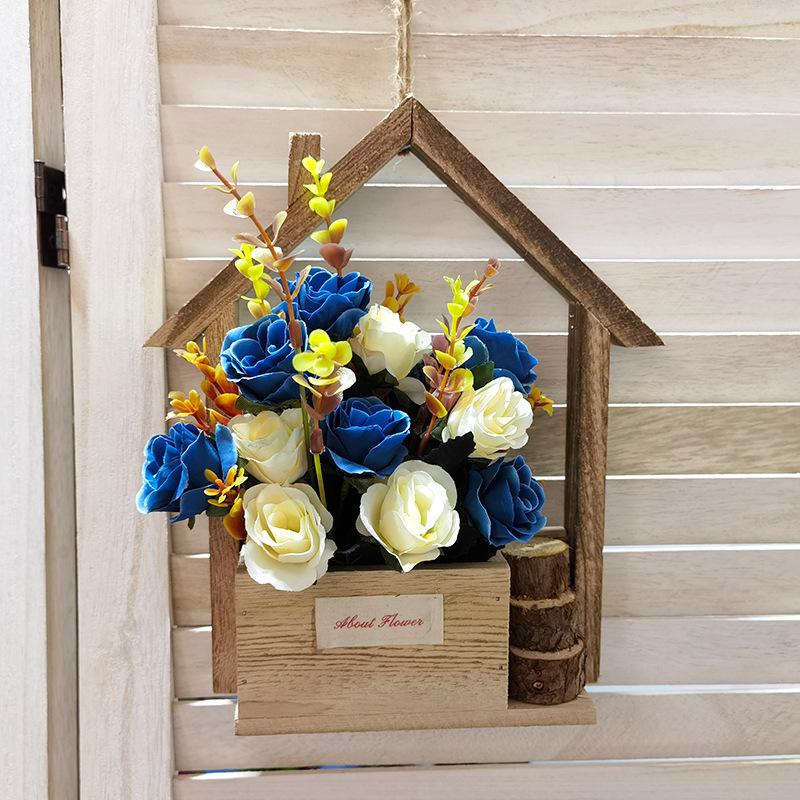European-style Wooden Wall Hanging Flower Basket with Macrame