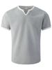 Mens Waffle Solid Color V Neck Short Sleeve Loose Casual T Shirt Mens Tops