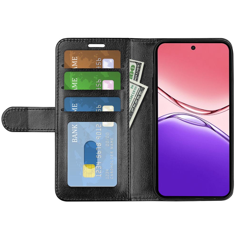 

For Oppo A5 Pro 5G Case Crazy Horse Texture Stand Leather Phone Cover Black