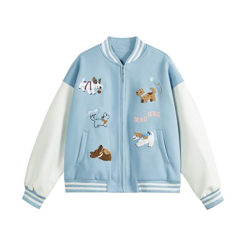 Unisex Oversized Baseball Jacket With Embroidered