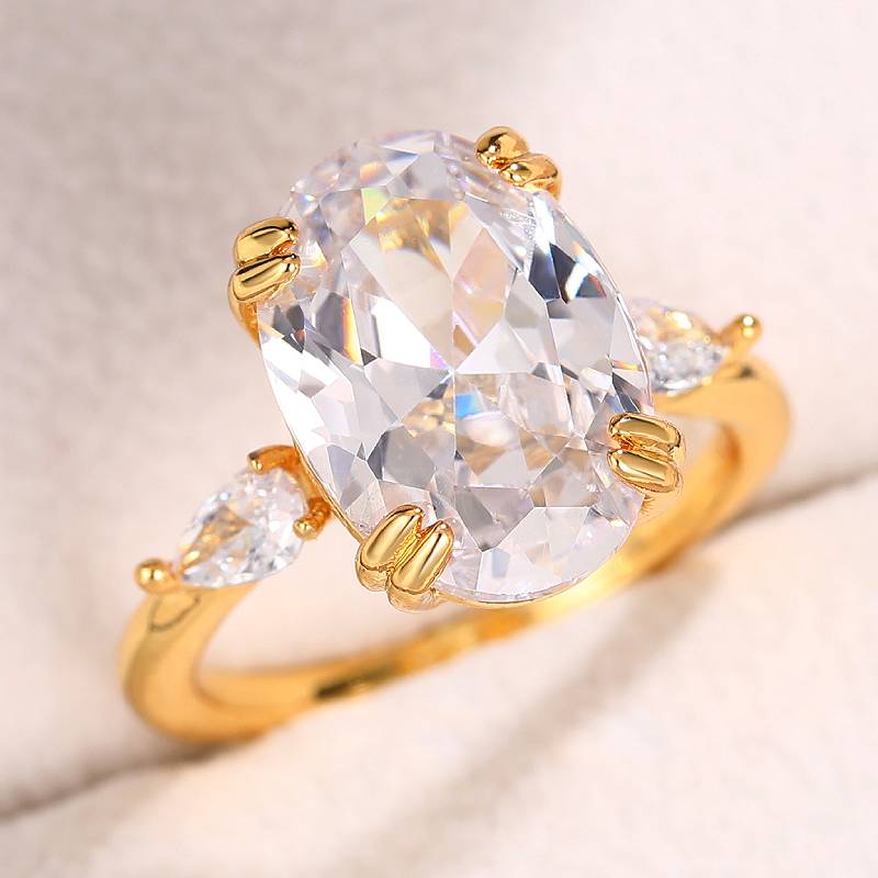 

Huitan Charming Women Ring Versatile Simple Style Daily Party Lady Gold Color Accessories Wedding Zircon Inlaid Shining CZ 10