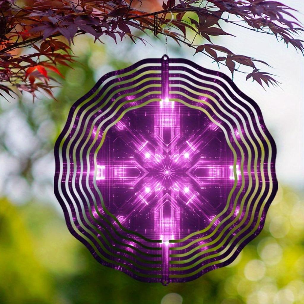 Vibrant Purple Light Metal Wind Spinner for Garden Patio Decor 360 Rotating Hook No Electricity Needed All Seasons Gift Modern Ornament