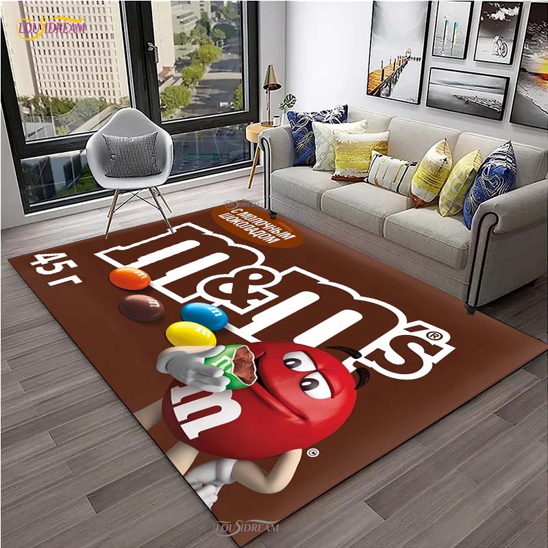 M&M Sweet Cartoon Kawaii Cute Carpet for Living Room Bedroom decor Yoga Area Rug Kitchen Unslip Floor Mat Alfombra Birthday gift