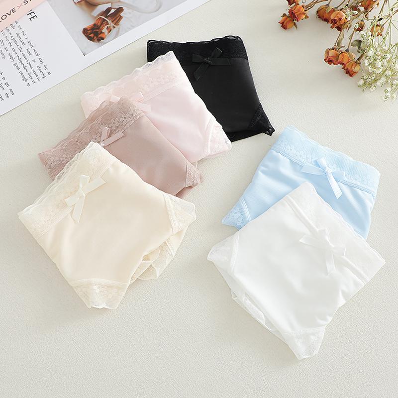 3PCS/Set Seamless Panties Ice Silk Lace Perspective Briefs Ultra Thin Breathable Underwear Cool Summer Female Sexy Lingerie