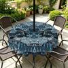 Outdoor Round Tablecloth With Umbrella Hole Patio Garden Deck Waterproof Oil Resistant Drop Cloth