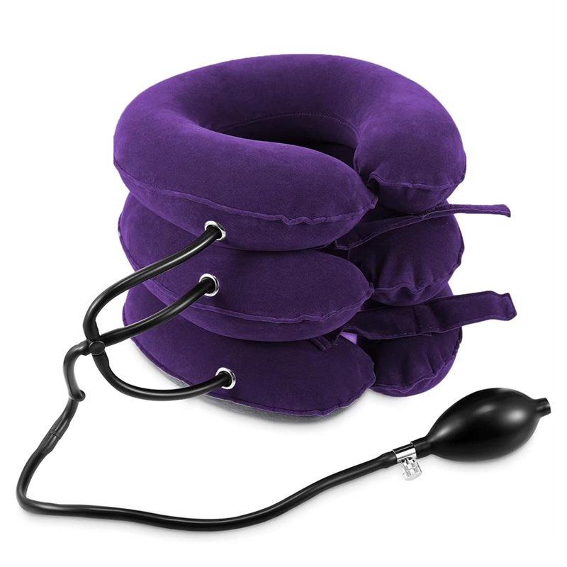 Надувной регулируемый шейный корсет, устройство для шейной тракции для домашнего использования, фиолетовый, для снятия боли, шейный растяжитель