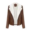 Women Fashion Slim Fit Pu Leather Jacket Long Sleeve Lapel Collar Zipper Fall Winter Coat