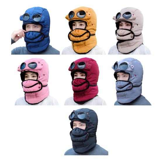 Lei Feng Hat Winter Thermal Hat with Goggles 3-in-1 Trapper Aviator Hat Face Guard Earmuffs Winter Snowmobiling Hiking Cold Weather Headgear