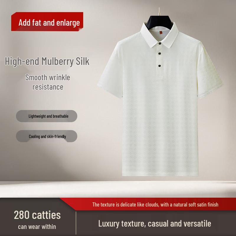 

Dibinze Men s Plus Size Mulberry Silk Jacquard Polo Shirt 6XL/205