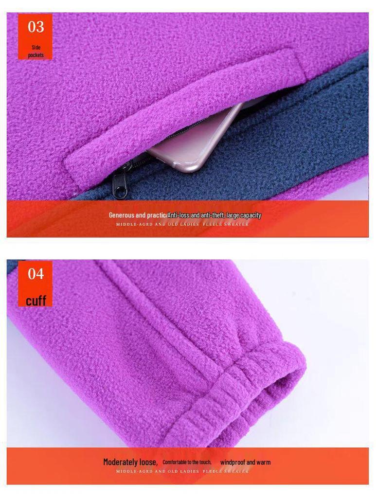 Doppelseitiger Fleece-Mantel für Damen - Sweatshirt mit Fleece-Futter für Mütter und Senioren (Frühling, Herbst, Winter).