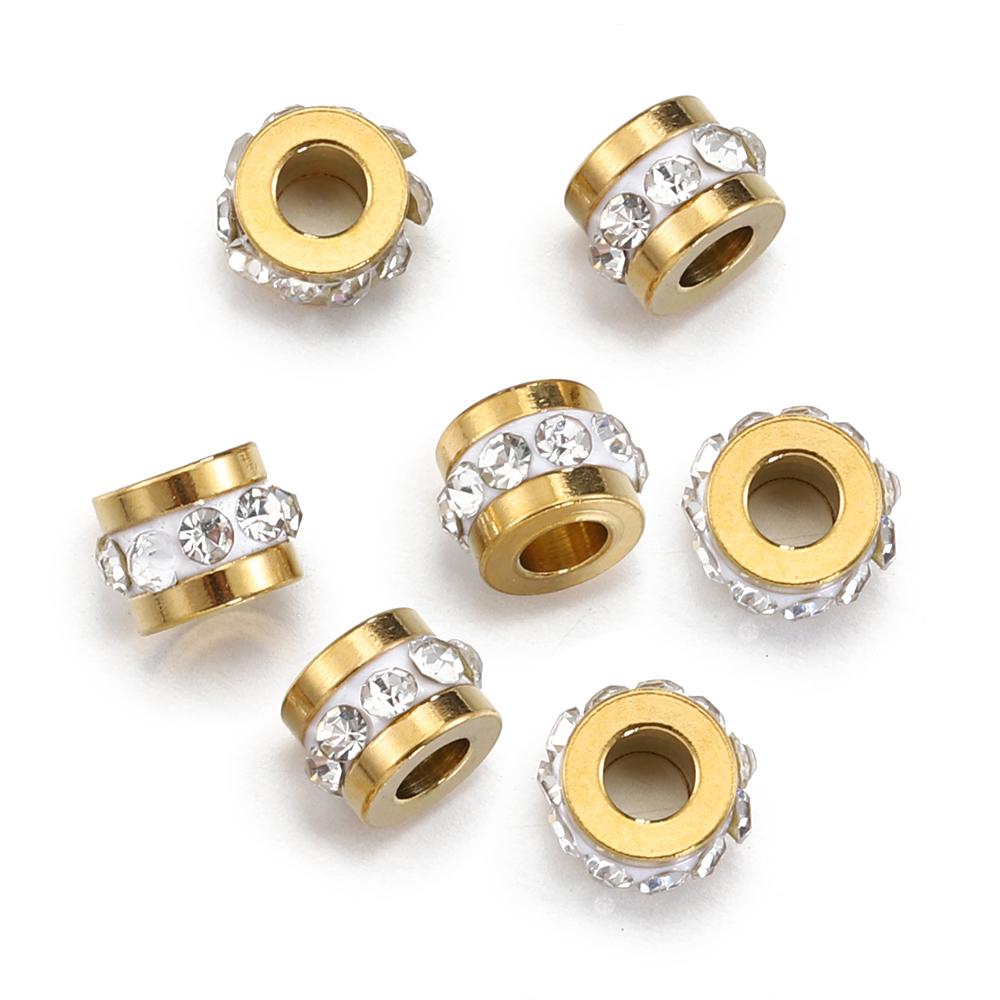 20 stuks 10 stuks Roestvrij Staal Strass Kralen Goudkleurige Spacer Losse Kralen Bedels voor Sieraden Maken Armband Ketting DIY