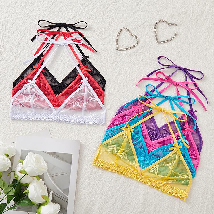 "XL Plus Size European & American Lace Sexy Triangle Cup Tie-String Bra Top 8811A"