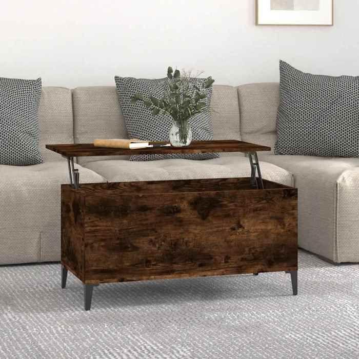 819593 vidaXL Table basse Chêne fumé 90x44,5x45 cm Bois d'ingénierie