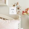 Minimalist 3D Embossed White Flower Wall Switch Sticker Removable Self-Adhesive Decoration for Bedroom Study Living Room Easy No Residue