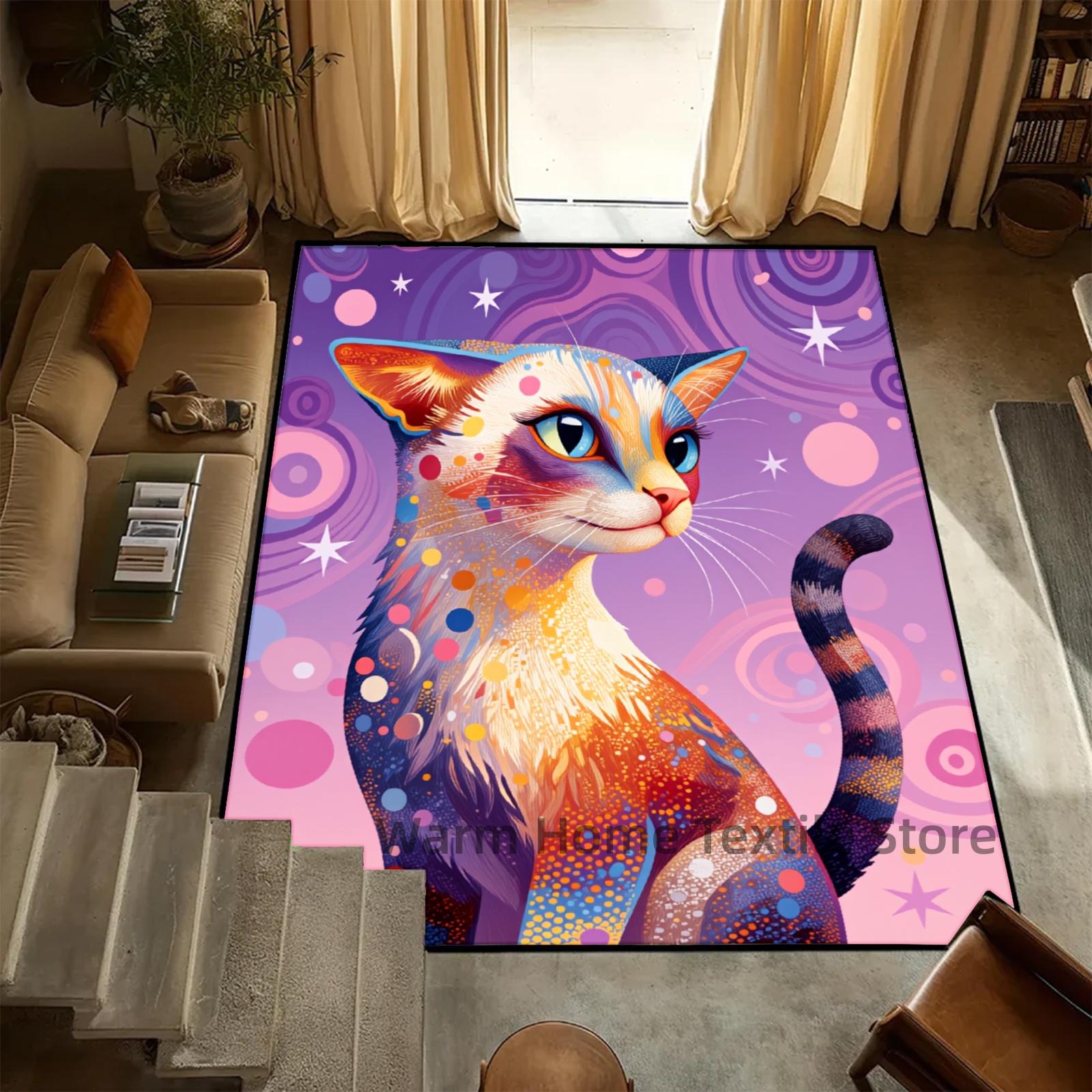 

Strange Cats Carpet Abstract Pop Art Floor Rug Washable Anti-Slip Unique Optical Illusion Rug for Living Room Popular Rug Gifts 40x60cm