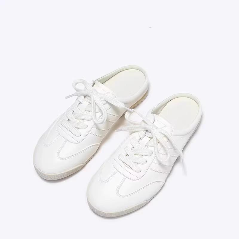 Soft Leather Version~ Inner Height Increase 5cm Fashion Outer Wear Half Slippers Trend One Pedal White Shoes Without Heel Board Shoes Children