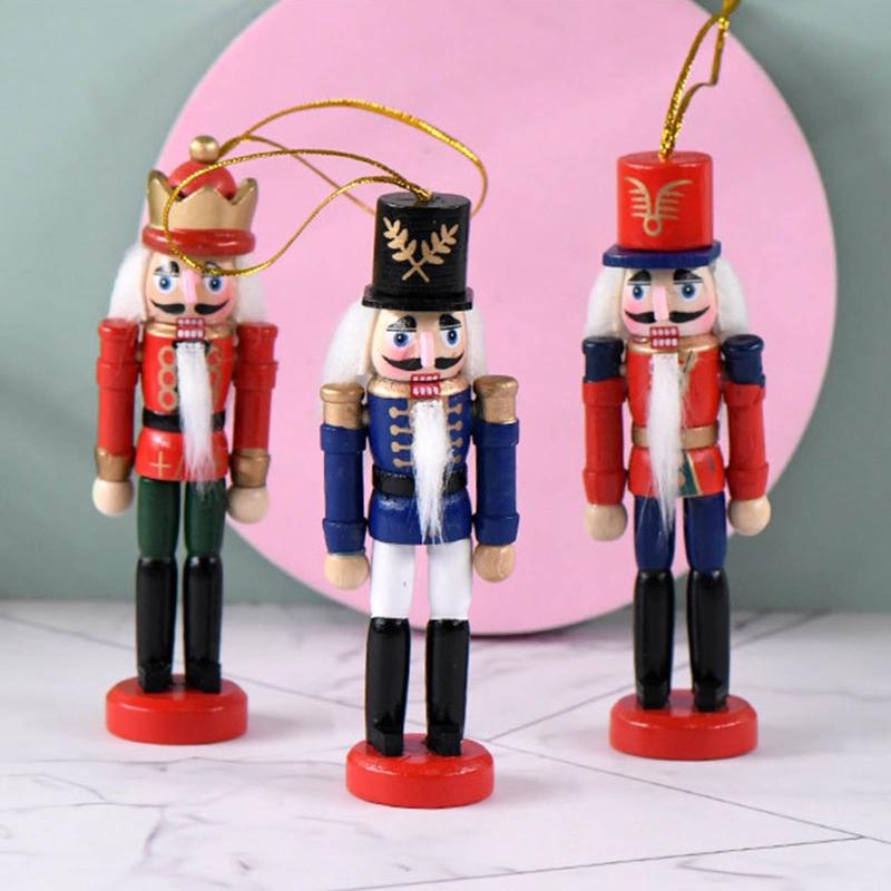Nutcrackers Hanging Ornament Figures Christmas Mini Wooden King Soldier Puppet