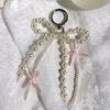 Y2K Phone Charm Pendant Cute Kawaii Pink Bowknot Keychain Bag Phone Strap Girl Cellphone Lanyard Keyring Birthday Jewelry Diy