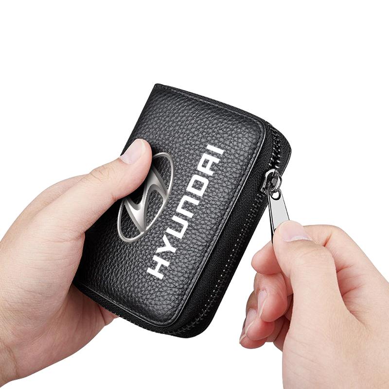 Kožená peněženka na řidičský průkaz, občanský průkaz, bankovní karty, styling auta pro Hyundai Santa Fe Sonata Solaris Azera Creta I30 Ix25 IX35 Tucson