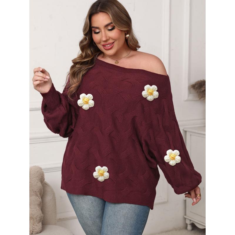 Damen Sexy Off-Shoulder Irreguläres Top Fledermausärmel Lockerer Pullover für Damen in Übergröße