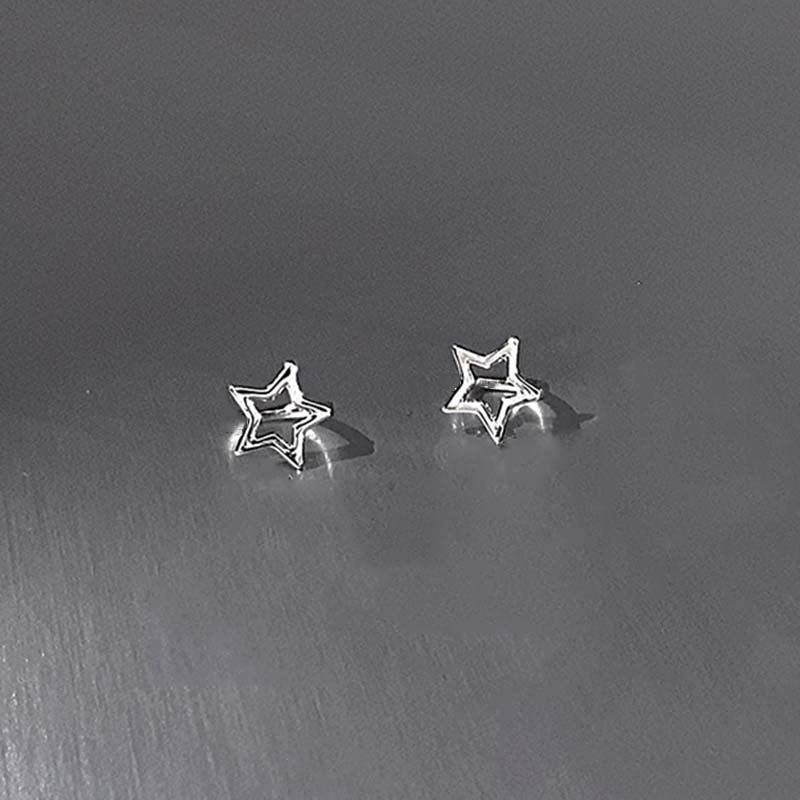 Y2K Stijl Holle Vijfhoekige Stud Oorbellen voor Vrouwen Personaliseer Sterrenbeeld Ronde Oor Gesp Metalen Accessoires Mode Sieraden