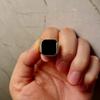 Retro Flat Square Black Glass Onyx Ring For Men Classic Metal Designer Ring Handmade Jewelry Rock Hiphop Accessories Unisex Gift