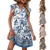 Women's Fashionable V Neck Sleeveless Vest With Printed Pocket Loose Dress