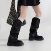 Stylish and Simple Versatile Platform Boots Women's Autumn and Winter Leather Surface Thin and Heightening Knight Boots Tall British Boots