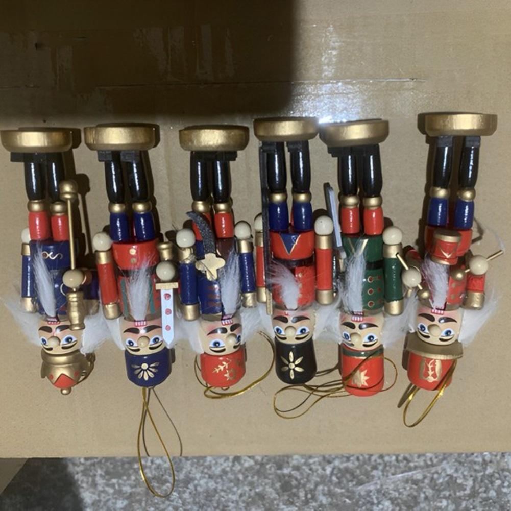 6 Stück Weihnachts-Nussknacker-Ornamente, Hölzerne Nussknacker, Hängende Dekorat
